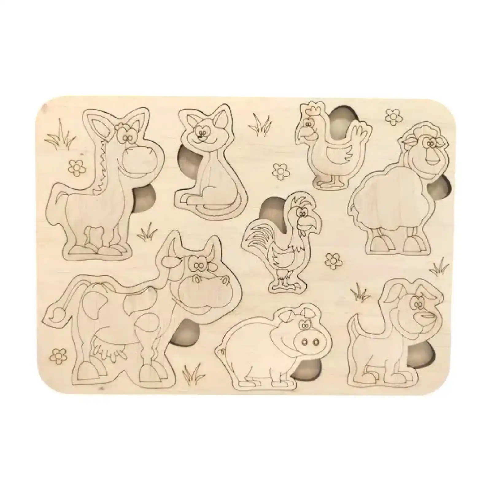 Деревянный пазл (Домашние животные / Домашние птицы)