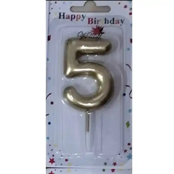 Lumanare auriu cifra 5