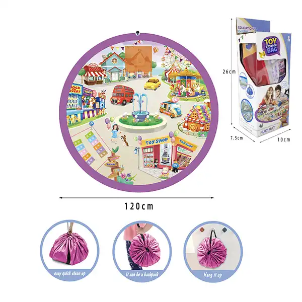 Covoras 2in1(covoras distractiv si sac pentru jucarii)(Cutie deteriorată)