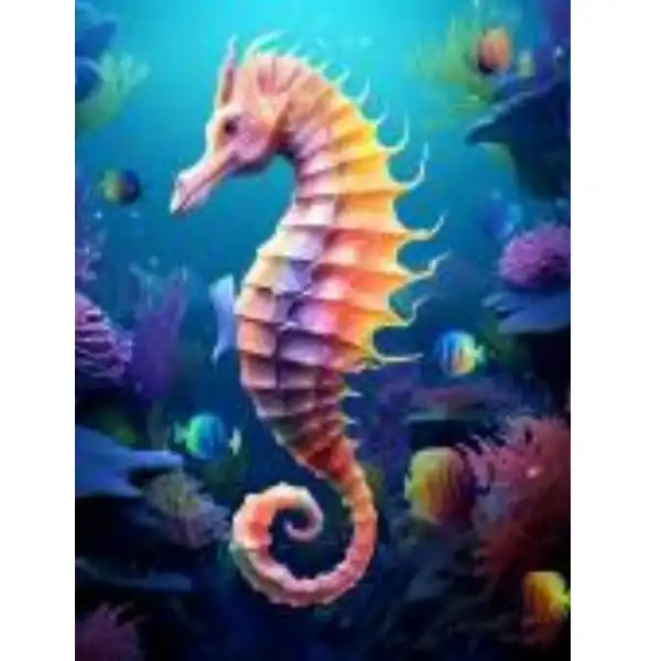 Бриллиантовая мозаика Морской конек (40*50) (Поврежденная коробка)