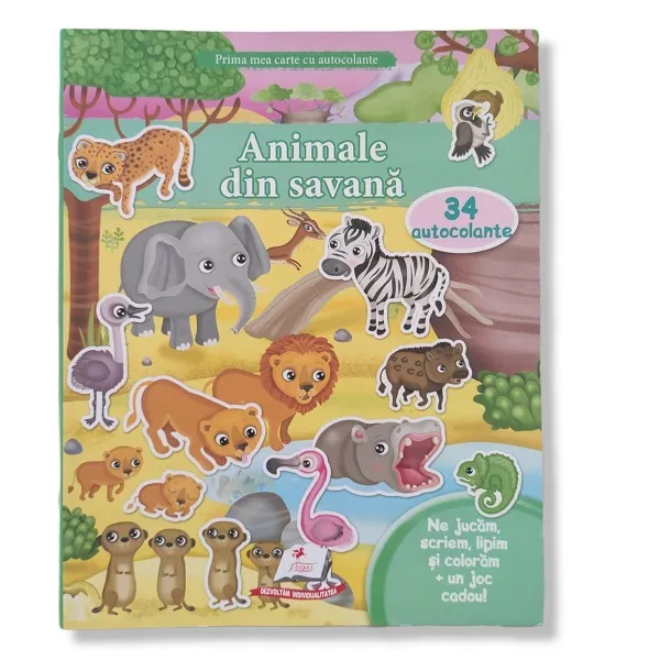 Prima mea carte cu autocolante - Animale din savana