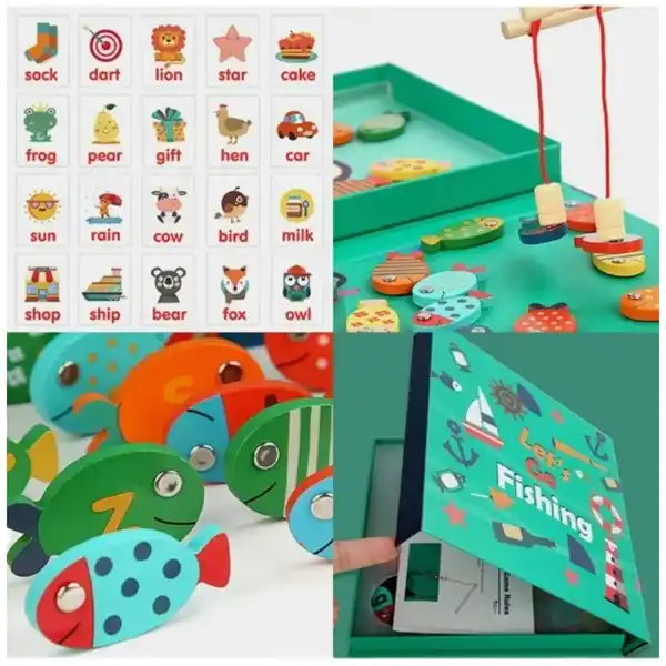 Set de pescuit din lemn