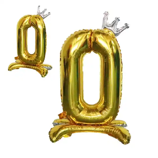 Золотой воздушный шар цифра 0