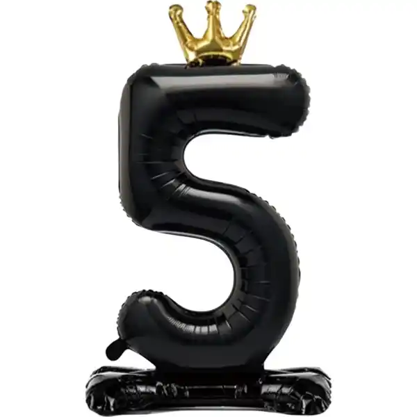 Черный воздушный шар цифра 5