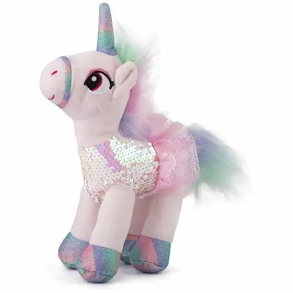 Мягкая игрушка Единорог в платье с блестками - розовый  20 cm - 0.095 kg
