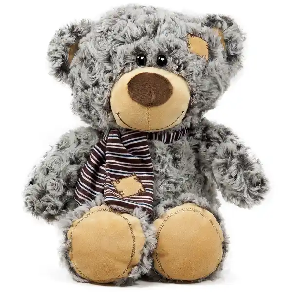 Мягкая игрушка Медведь с шарфом - серый  25 cm - 0.165 kg