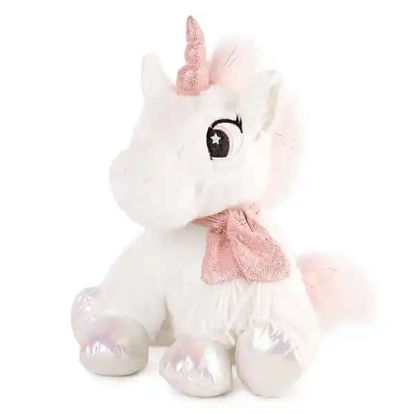 Мягкая игрушка Единорог с розовым шарфом - белый  25 cm - 0.18 kg