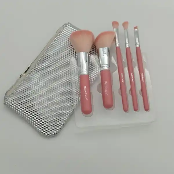 Set pensula pentru machiaj cu geanta cosmetica (5 piese) (01-3-5)