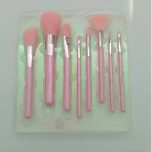 Set pensula pentru machiaj roz-pudrat  8 piese (01-3-8)
