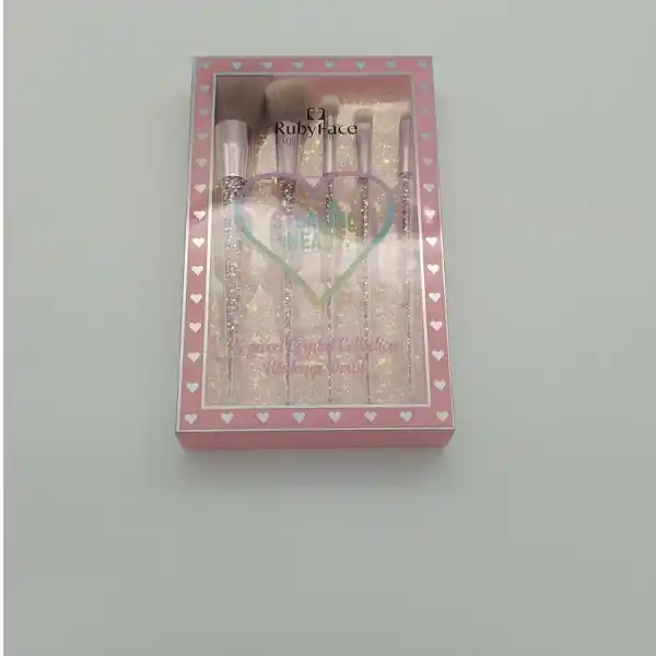 Set pensula pentru machiaj cu petricele bronz+geanta 5 piese (01-07)