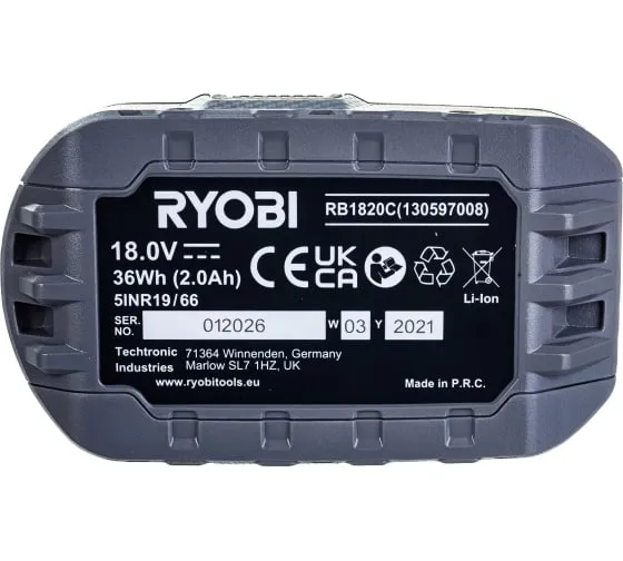 Accumulator RYOBI RB1820C 18V/2.0AH