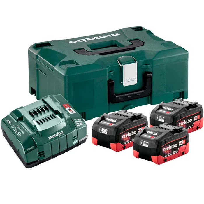 Set acumulatori Metabo 3 x LiHD 5.5Аh + ASC145 + Metaloc II