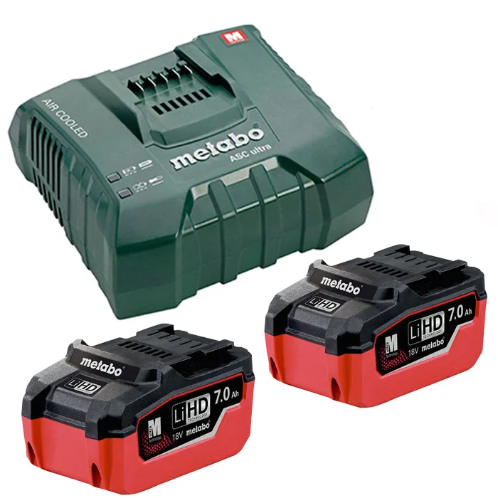 Set acumulatori Metabo LiHD 2x7.0 Ah + ASC Ultra