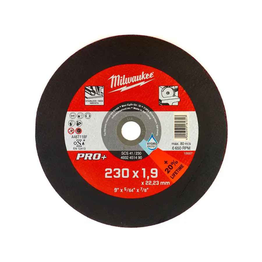 Купить  Отрезные диски 230-400мм - Диск абразивный MILWAUKEE  230*1.9 pro+..