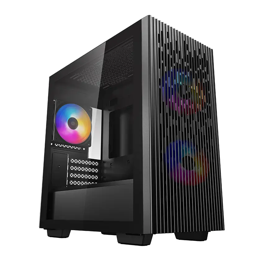 Case mATX Deepcool MATREXX 40 3FS, w/o PSU, 3x120mm tri-color LED , Tempered Glass, USB3.0, Black