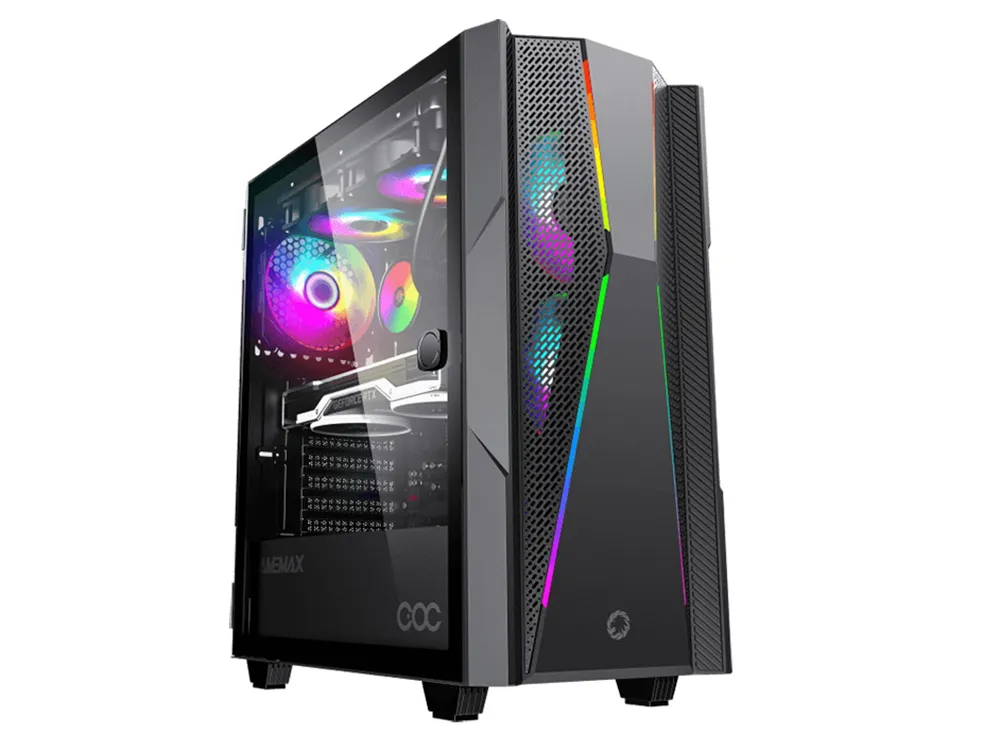 Case ATX GAMEMAX Typhoon COC, 1x120mm ARGB, 4xLED strips, TG, USB3.0, Black