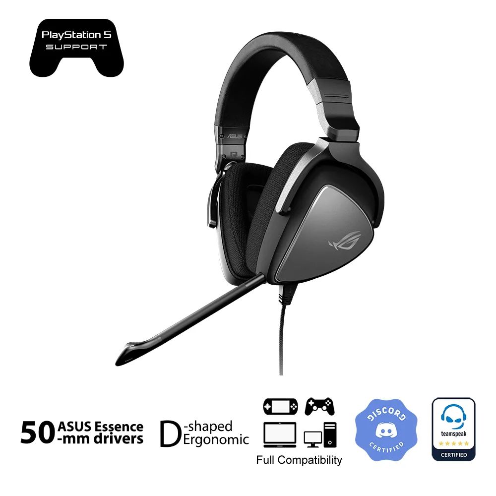 Gaming Headset Asus ROG Delta Core, 50mm driver, 32 Ohm, 20-40kHz, 346g, Virtual 7.1, Controls on ea