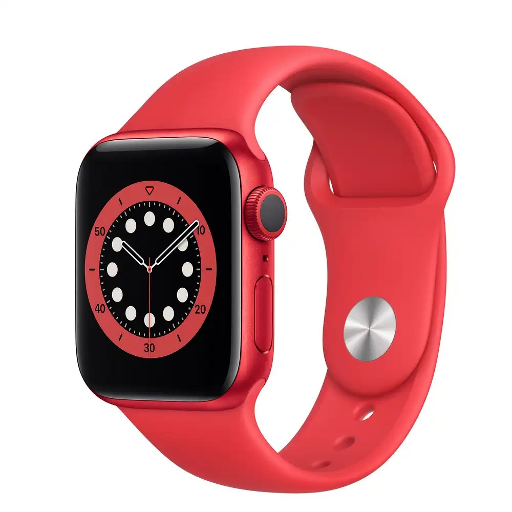 Умные часы Apple Watch Series 6 GPS M00A3, 40мм, Алюминиевый корпус с Красным спортивным ремешком