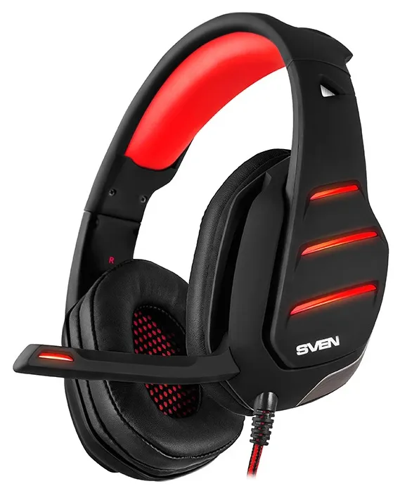 Gaming Headset SVEN AP-U997MV, 40mm drivers, 20-20kHz, 32 Ohm, 115dB, 374g, v7.1, Backlight(Red), 2.