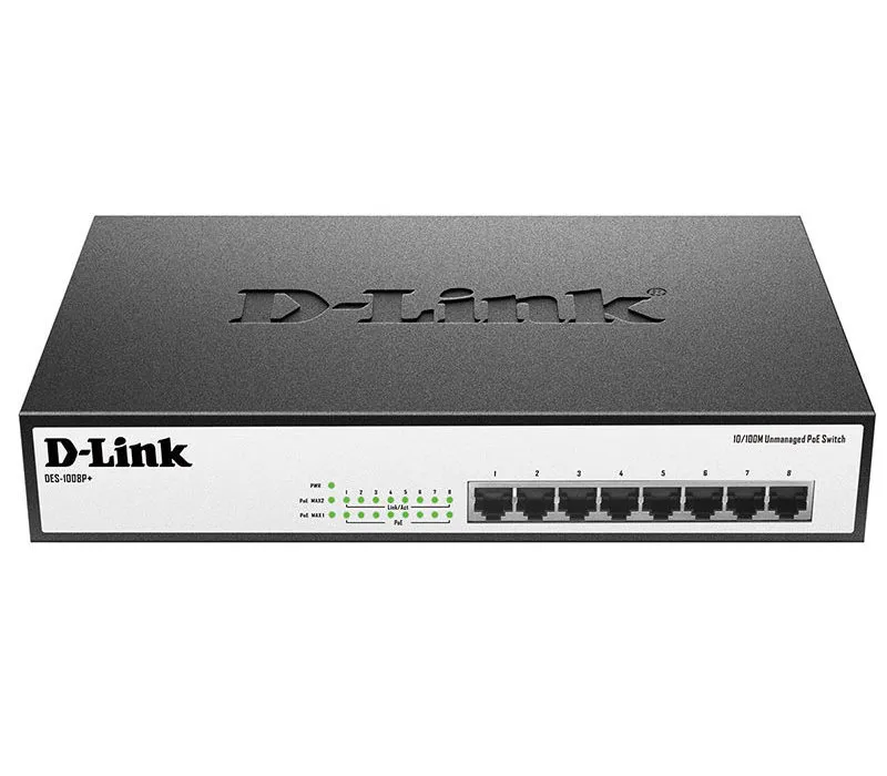 PoE коммутатор D-Link DES-1008P+, 8..