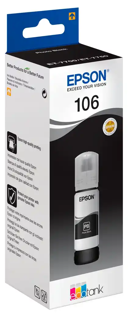 Контейнер с чернилами Epson 106 EcoTank, C13T00R140, Черный фото