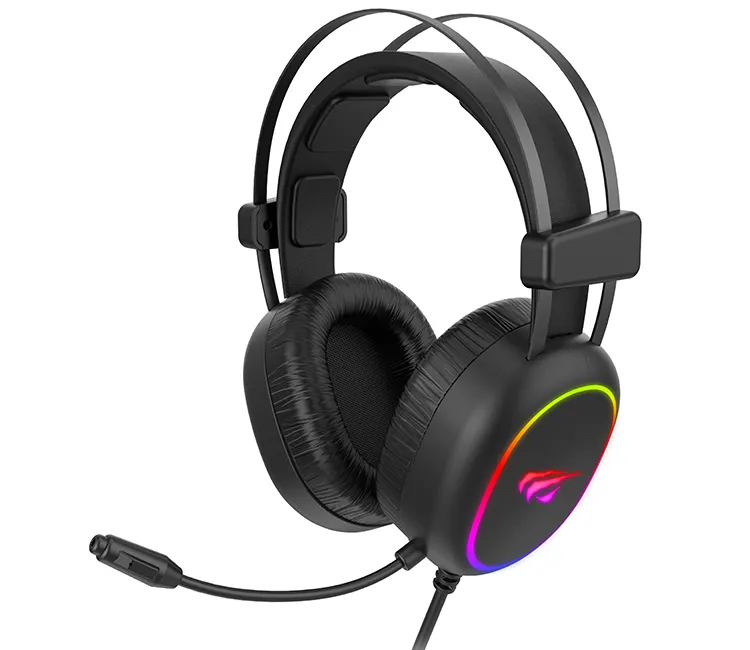 Gaming Headset Havit H2016d, 50mm driver, 20-20kHz, 32 Ohm, 108dB, 2.0m, 3.5mm+USB, RGB, Black