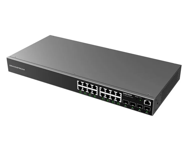 16-port Gigabit Managed PoE Switch, Grandstream "GWN7802P", 16xPoE Ports, 4xSFP, steel case, 240W Bu