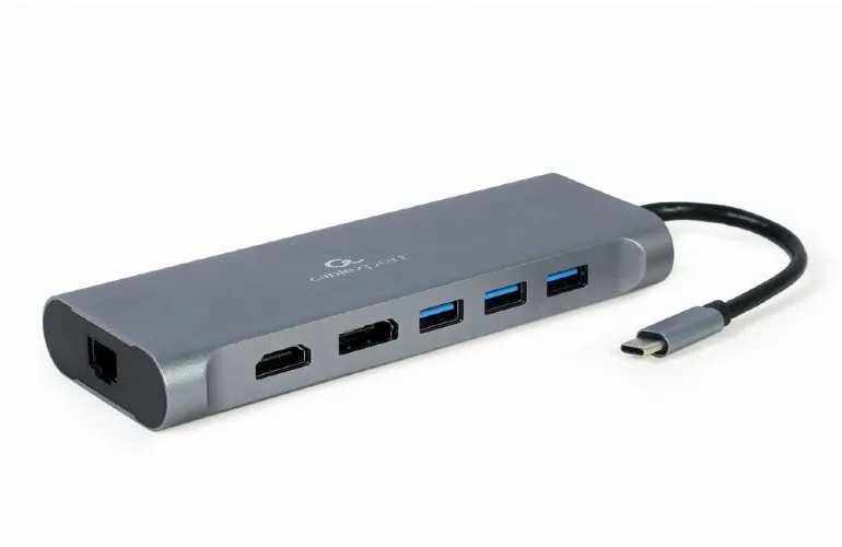 Docking Station Gembird A-CM-COMBO8-01, 4xUSB 3.1, HDMI, DP, VGA, 3.5mm, Type-C, LAN, SD/MicroSD, PD