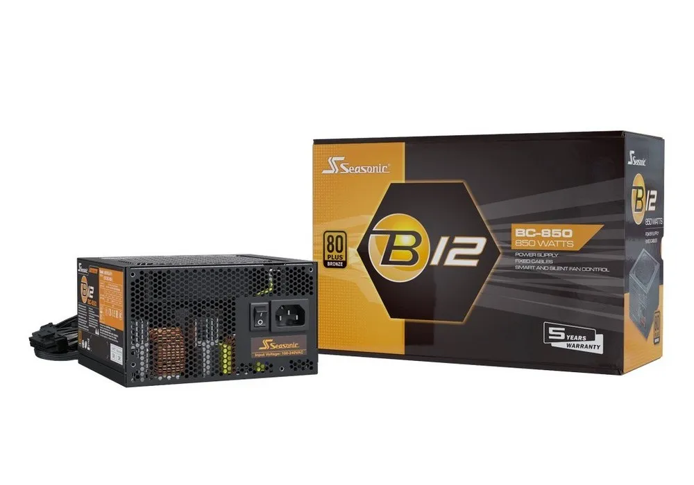 Power Supply ATX 850W Seasonic B12 BC-850, 80+ Bronze, 120mm fan, Flat black cables, S2FC