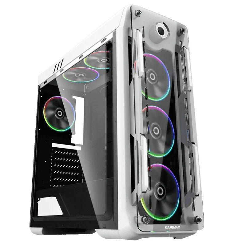 Case ATX GAMEMAX Optical, w/o PSU, 4x120mm ARGB  fans, Fan controller, Transparent, USB3.0, White