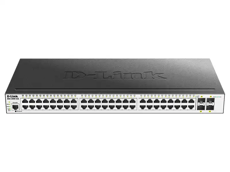 48-port 10/100/1000BASE-T, 4x1000Base-X SFP D-Link DGS-3000-52L/B1A
