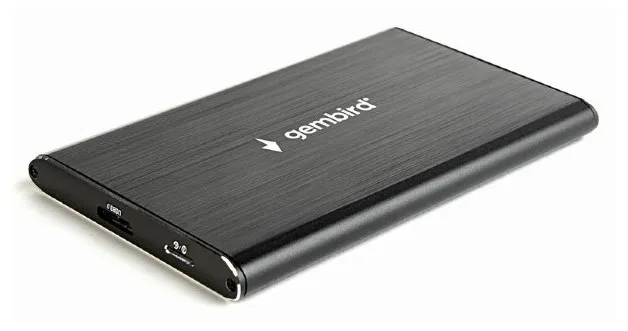 2.5" SATA HDD External Case Silm microUSB3.0/USB2.0, Aluminum Black, Gembird "EE2-U3S-4"