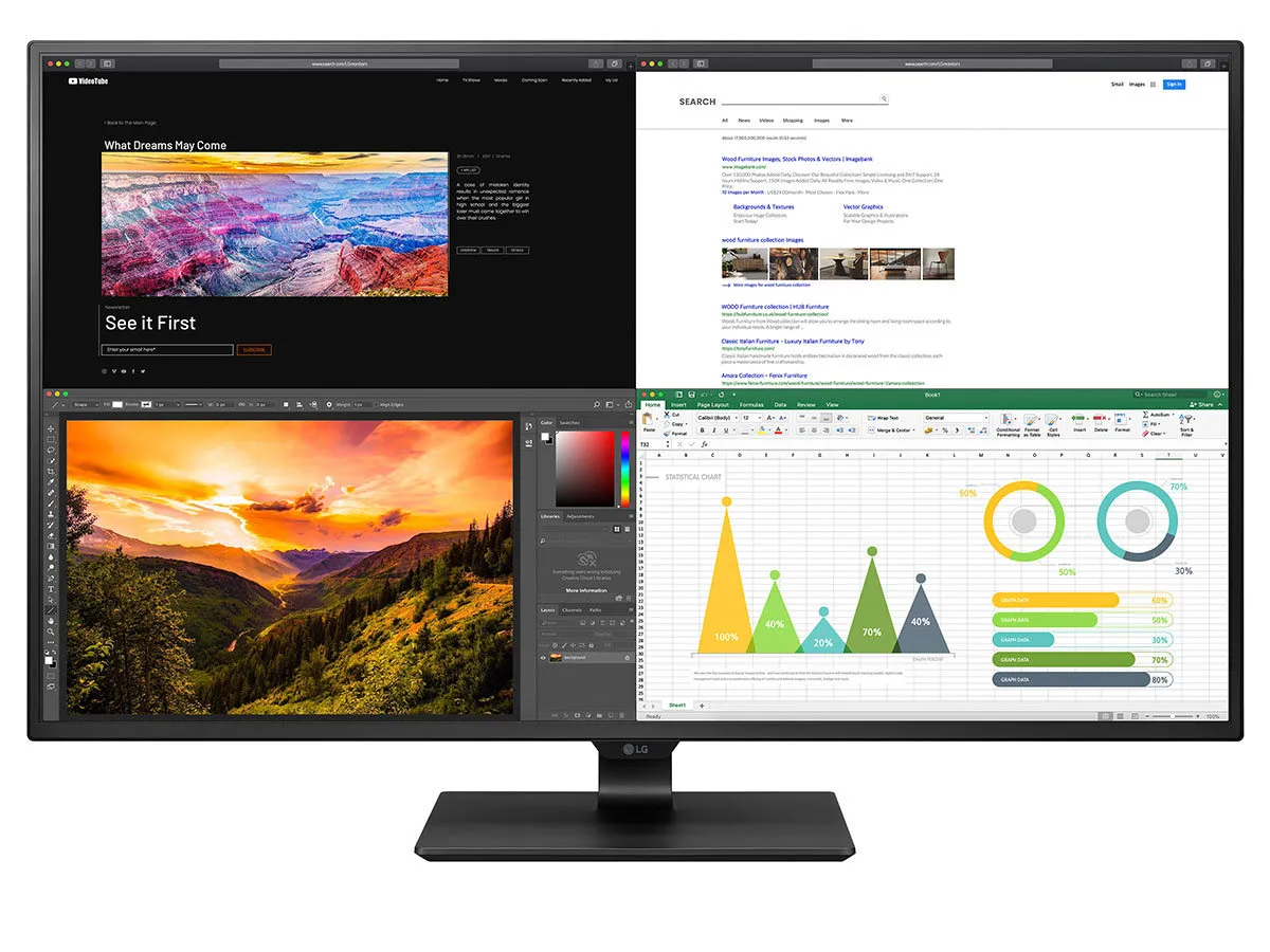 42.5" LG 43UN700-B, Black, IPS, 3840x2160, 60Hz, 5ms, 400cd, HDR10, HDMI+DP+USB+TypeC, Spkrs