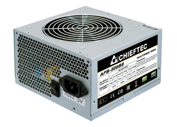 Power Supply ATX 500W Chieftec VALUE APB-500B8, 120mm, Active PFC, w/o power cord