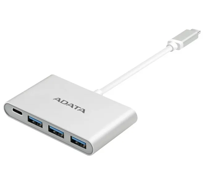 USB Type-C to 3-Ports USB-A 3.1 Hub Adata, Silver, Aluminum-Casing (ACA3HUBAL-CSV)