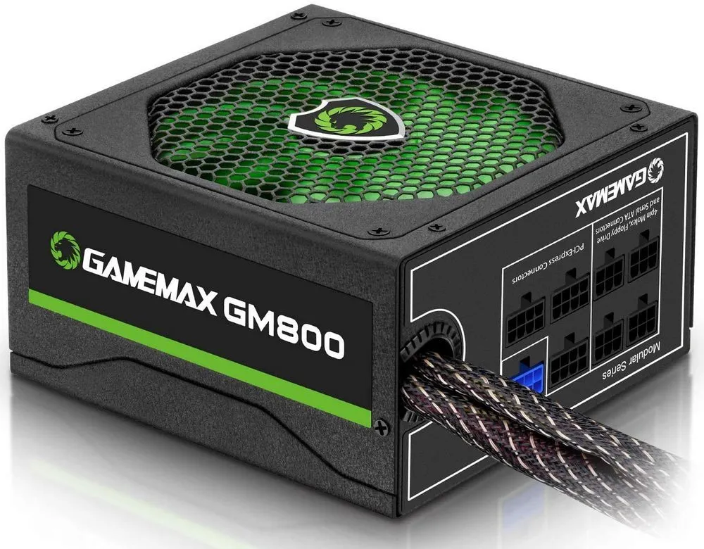Power Supply ATX 800W GAMEMAX GM-800, 80+ Bronze, 140mm fan, Semi-modular cable, Retail