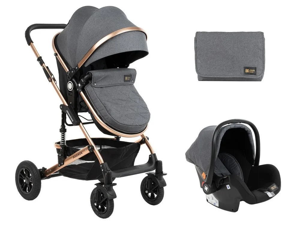 Stroller Kikka Boo 3 iin 1 Amaia Black DarkGrey