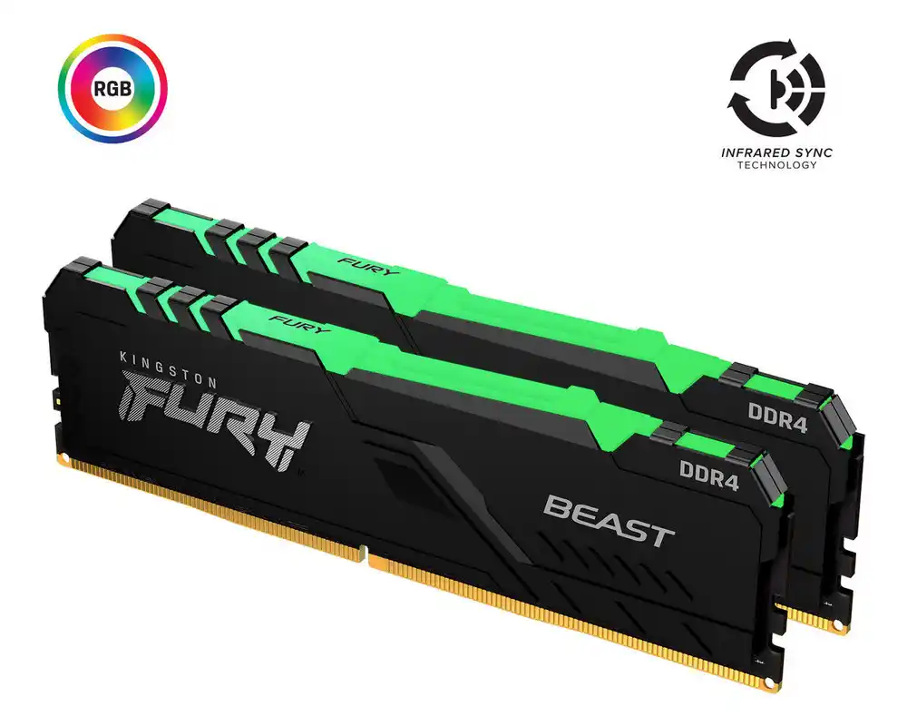 Оперативная память Kingston FURY Beast RGB, DDR4 SDRAM, 2666 МГц, 16Гб, KF426C16BBAK2/16
