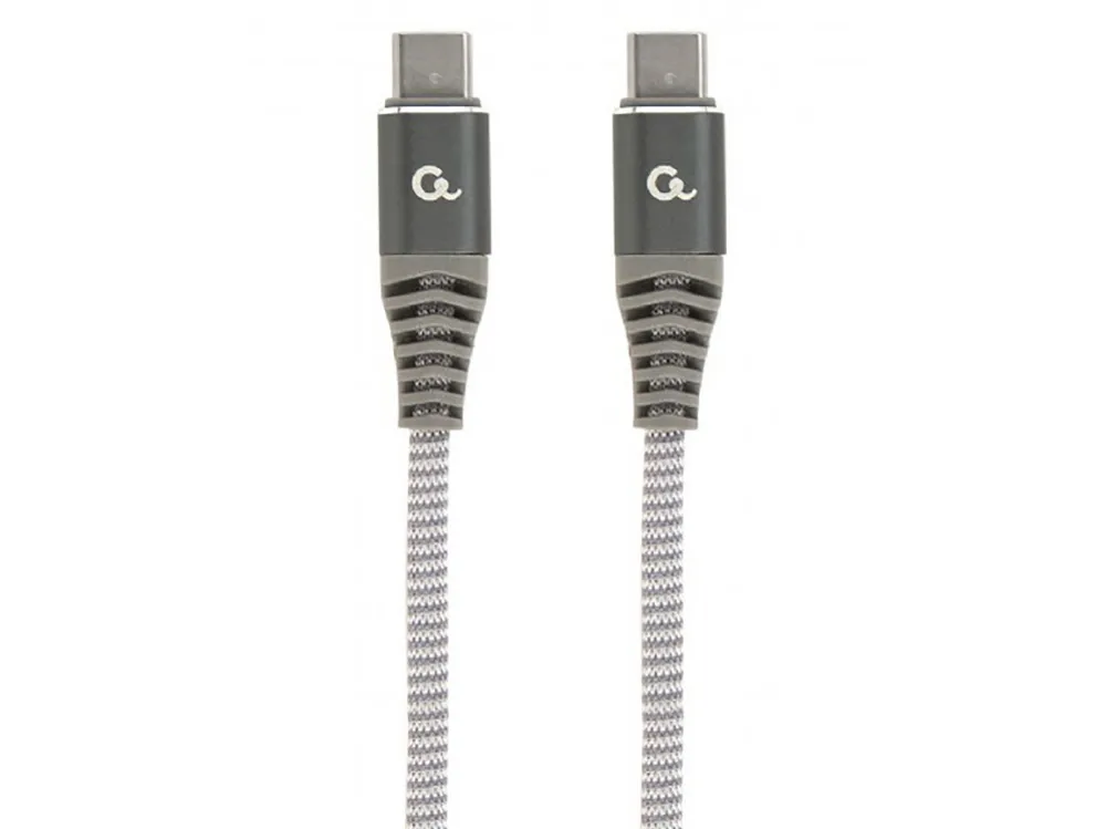 Blister Type-C/Type-C, CM/CM,  1.5 m,  60W charging power,Cablexpert Cotton Braided Spacegrey/White