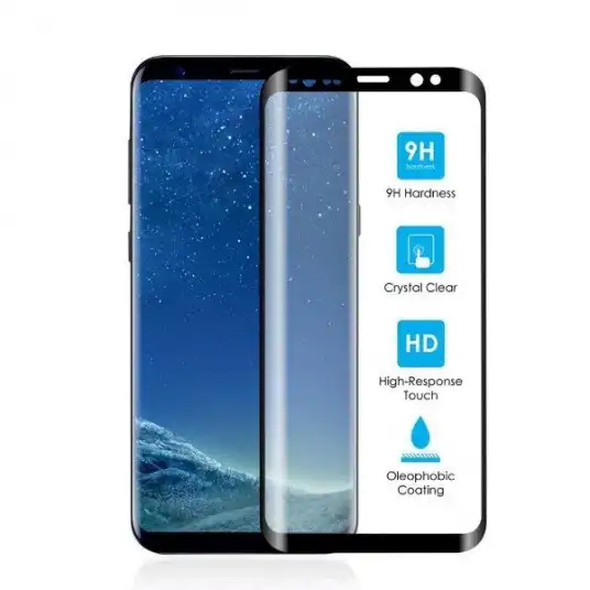 Cellular Tempered Glass for Sam. Gal. S9+, curved, Black