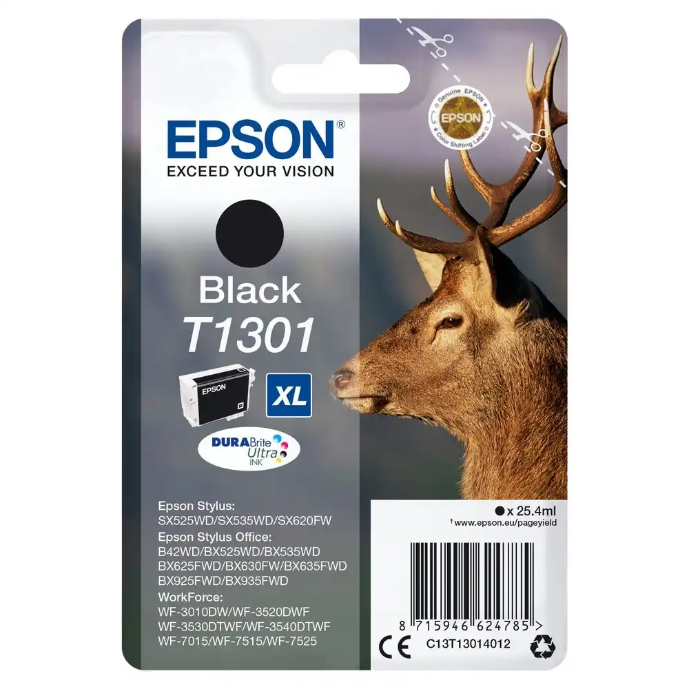 Картридж чернильный Epson C13T13014012, 25мл, Черный