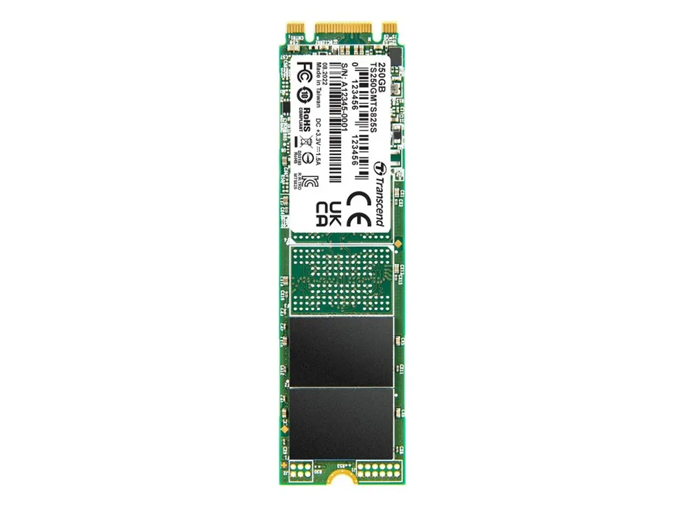 .M.2 SATA SSD  250GB Transcend "TS250GMTS825S" [80mm, R/W:500/330MB/s, 40K/75K IOPS, 90 TBW, 3DTLC]