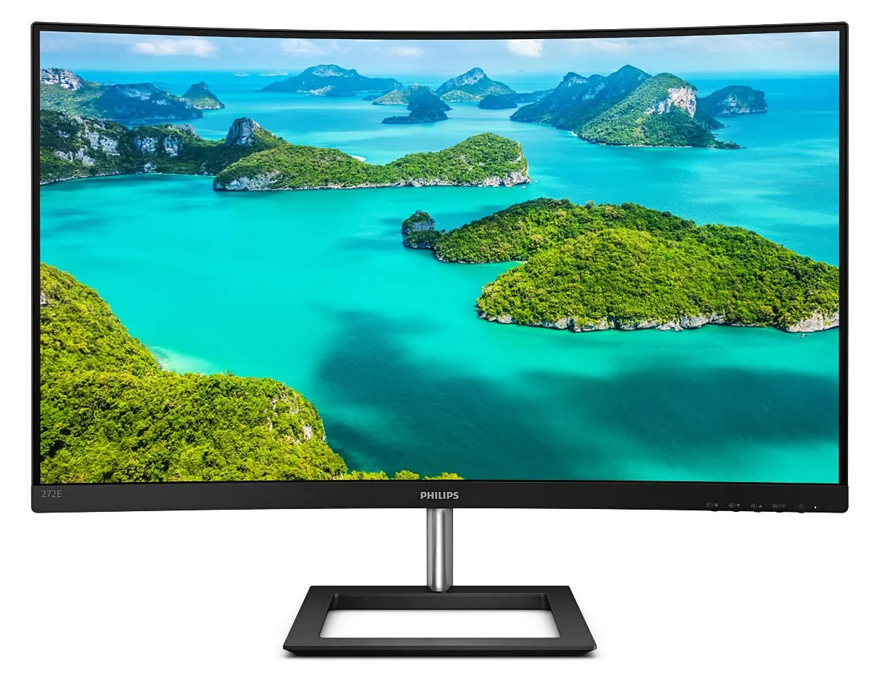 27" PHILIPS 272E1CA, Black, Curved-VA, 1920x1080, AdaptiveSync,4ms,250cd,MegaDCR,D-Sub+HDMI+DP,Spkrs