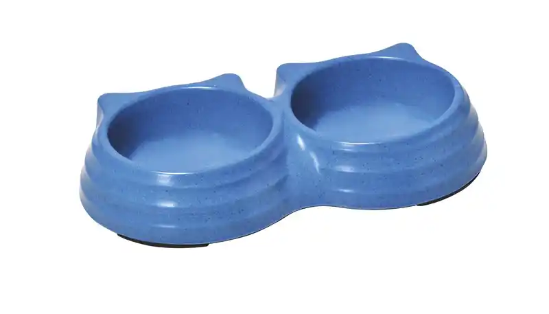 RECORD Пластиковая миска двойная BAMBOO Blue 2х0,15L