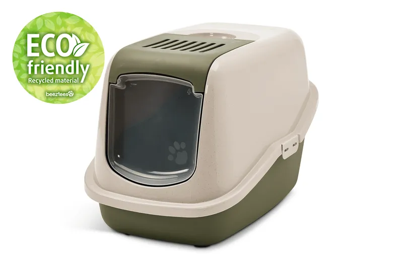 BEEZTEES Litieră acoperită NESTOR Happy Planet Green 56x39x39 см
