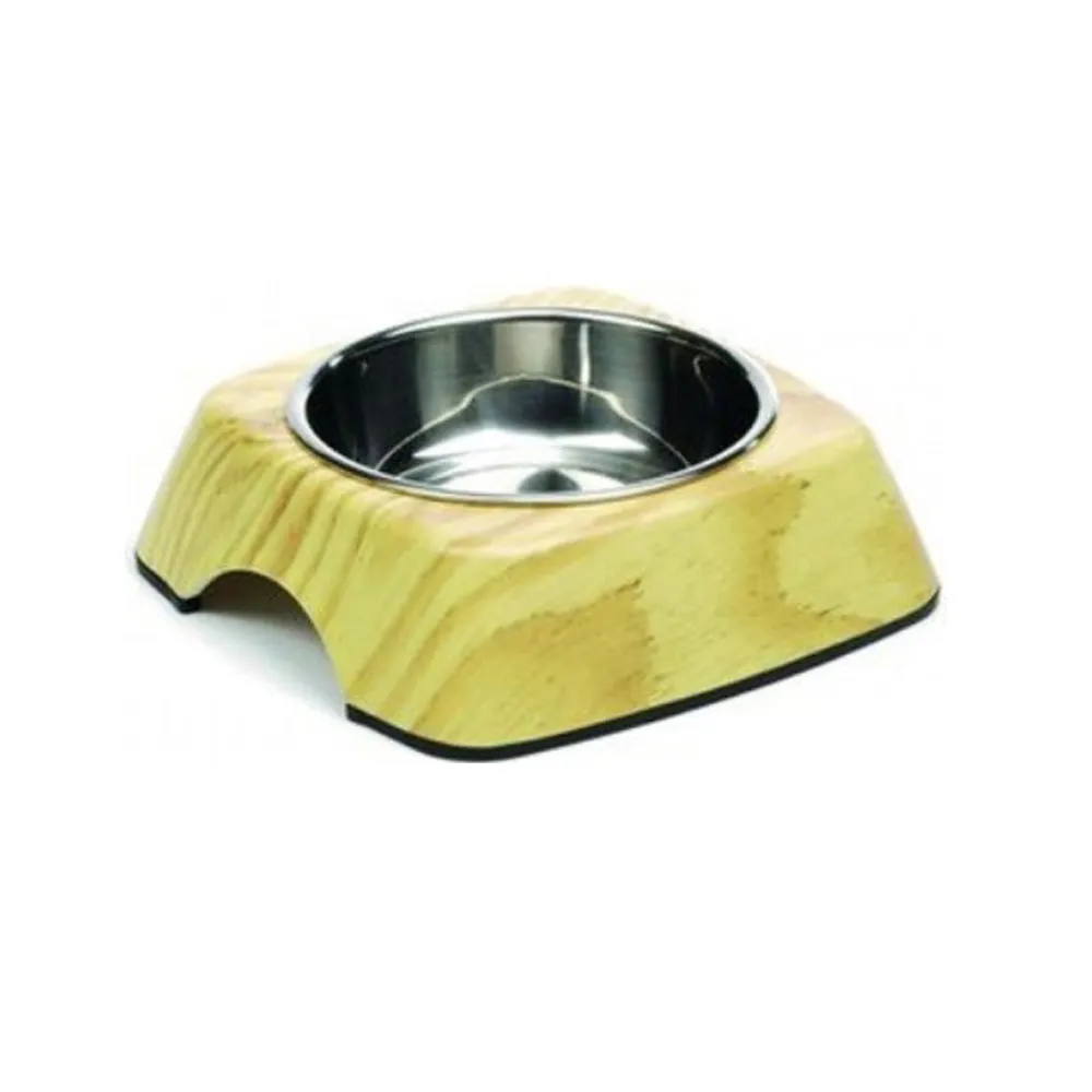 BEEZTEES bol din oțel inoxidabil  Natural Wood 18x6,5cm