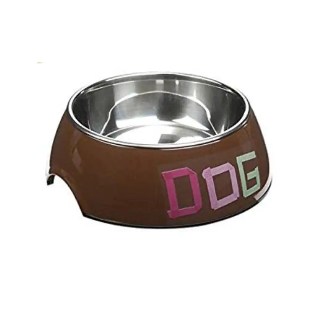 BEEZTEES bol din oțel inoxidabil Tape Dog, cafeniu 14x4,5cm