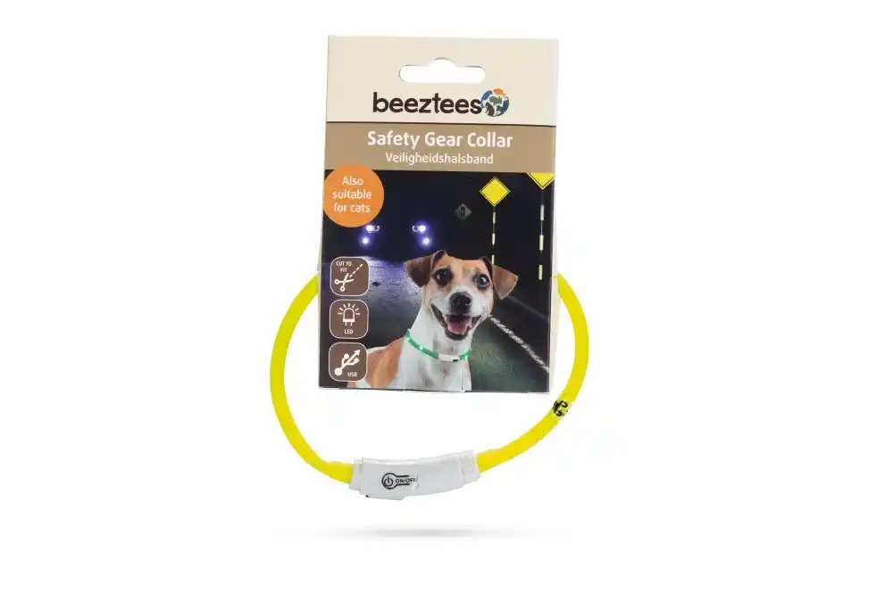 BEEZTEES силиконовый ошейник светящийся с USB Yellow 35×10