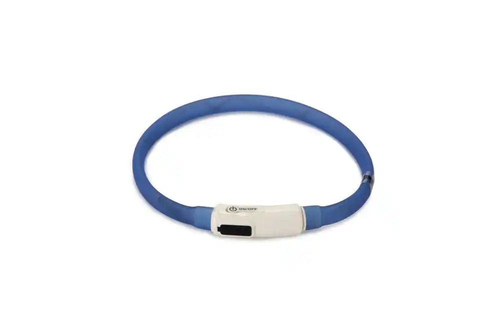 BEEZTEES силиконовый ошейник светящийся с USB Blue 35×10