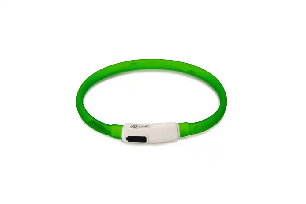 BEEZTEES силиконовый ошейник светящийся с USB Green 35×10